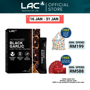 [Expiry Nov 2026] LAC ACTIVATED Black Garlic (2g x 30 sticks) for Blood Pressure Cholesterol and Heart Health