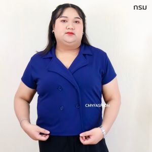 0013# เสื้อเชิ้ต สีพื้น ไซส์ใหญ่ แขนสั้น ทรงเบลเซอร์ ผ้าวูลเวฟ ผ้านิ่ม ใส่สบาย ทรงสวย ใส่ทำงานได้