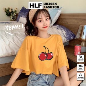 Áo croptop thun nữ cherry cực xinh áo thun nữ HLFashion