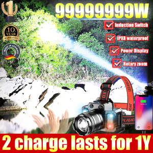 【COD/Original】Headlamp Powerful Zoomable LED Head-Mounted Flashlight Outdoor Headlight Night Camping Riding Waterproof Fishing Strong Bright Head Torch