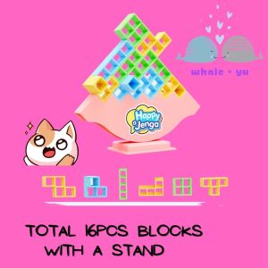 Balance Tower Tetris Brick Bata Tetris Puzzle Board Games Early Education Montessori Children Puzzle Menara Imbangan