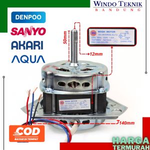 DINAMO PENCUCI 2 TABUNG UNIVERSAL 150WATT AS12MM | MOTOR DINAMO WASH PEMBILAS MESIN CUCI 2TABUNG MULTI AQUA / DENPO / AKARI / SANKEN / SANYO / DENPOO AS 12 MM 150WAT | WASHING MOTOR MESINCUCI AS 12MM 150 WATT KAKI 3