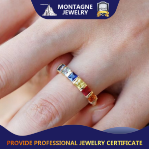 Montagne Jewelry 18K Pure Gold Ring Colourful Design Fine Jewellery Natural 1.35 Carat Gem Ring