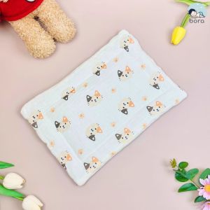 Gối xô muslin cho bé sơ sinh hạt đậu gối chần bông nhung đỗ mềm mại êm ái cho bé (33*22)