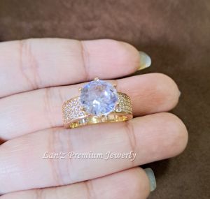 Cincin Cyrstal Perak Perfect Emas 2K Premium Swaroski