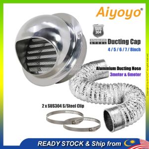 4" 5" 6" 7" 8" STAINLESS STEEL DUCTING CAP Hood Cooker Air Ventilation Exhaust Flexible Ducting Hose