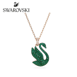 SWAROVSKI Luxury Iconic Swan small size green swan diamond pendant necklace S925 sterling silver womens fashion necklace