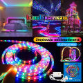 5Mไฟเส้น led 220V หลายสีแถบแสงกันน้ำกลางแจ้งหกส่วนแถบแสงสีแสงที่ยืดหยุ่นตกแต่งบ้านคุณภาพสูงแจกปลั๊ก. 