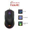 Chuột có dây Gaming Havit MS814 - Hàng chính hãng - LED RGB 16 triệu màu, chống trượt Anti-Slipping, thiết kế cong thái học. 