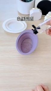 Bộ Dụng Cụ Vệ Sinh Cọ Trang Điểm Đa Năng Kèm Túi Lưới Silicone 50ml