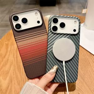Matte Carbon Fibre Magnetic Case for iPhone 17 Pro Max Wireless Charge Skin Glossy Armor Phone Cover