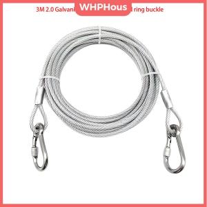 WHPHous 3-10M Double-Headed Dog Tie Out Cable Leash Raction Rope Metal Buckle Steel Wire Anti-Rust Training Collar Outdoor Dogs Strap