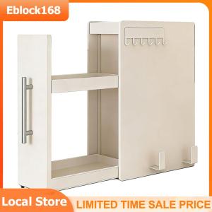 Countertop Sliding Drawers Storage Unit with Handle & Hooks Condiment Storage Spice Shelf for Bathrooms Pantry Under Sink