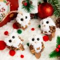 4Pcs White Owl Ornaments - Handmade Hanging Animal Ornaments, Christmas Decor - Ideal for Christmas Tree Decoration, Holiday Centerpiece, and Home Decor. 