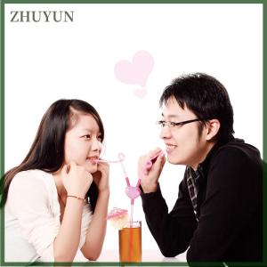 ZHUYUN Tình yêu trái tim đôi rơm độc đáo linh hoạt uống ống ống hút thanh phụ kiện