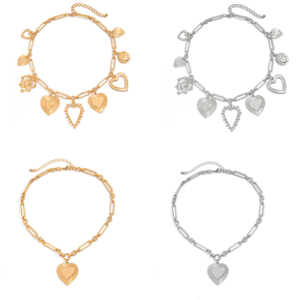 Fashionable Metal Love Heart Pendant Necklace Adjustable Length Clavicle Chain for Women Fashion Choker Jewelry