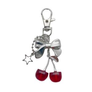 Fashionable Cherrys Keyring Accessory with Sturdy Alloy Clip Convenient for Bags Wallets and Keychains Daily Use
