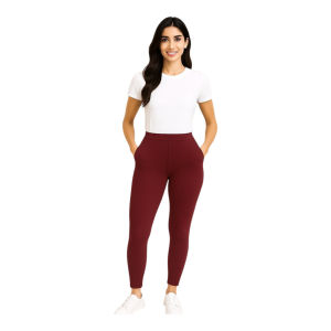 Wena2 Plus Size High-Waist Leggings – Cotton Spandex Blend with Two-Side Pocket for Women (L-3XL)