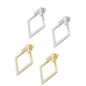 Simple and Elegant Geo Studs Elegant Double Diamonds Earrings Ear Accessory Perfect for Work or Casual Outfits