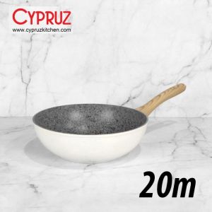 Cypruz White Granite Fry Wok / Wajan Tebal Anti Lengket 20/24/26/28 CM - 20CM