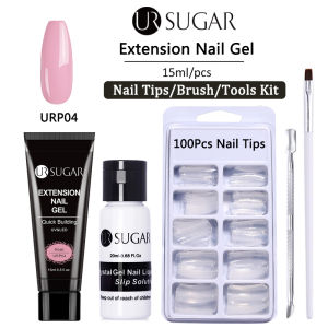 UR SUGAR 5pcs Extension Gel Set Nail Poly UV Gel Clear Glitter Acrylic Gel Finger Extension Soak Off UV Gel Varnish Kit with Brush Tools