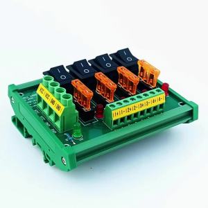 DIN Rail Mount 4 Position Switch Power Distribution Module Fuse Splitter Board AC/DC 5-32V