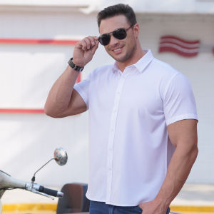 【L-10XL】175KG Can Wear Large Fat Oversize Big Plus Size Mens Solid Color Short Sleeve Shirt Summer Thin Business Casual Loose Elastic Pure Color Professional Shirts