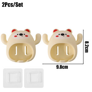YESPERY 2Pcs Cute Bear Toothbrush Holder Wall Mounted Hooks Bathroom Storage Shelf Jewelry Hanging Bracket