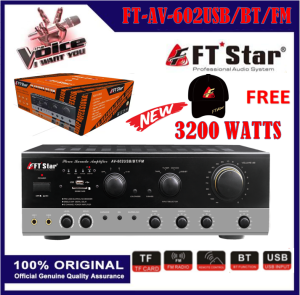 FT Star AV-602USB/BT/FM 5.1 Channel Karaoke Amplifier with USB and Bluetooth (AV 602 USB/BT/FM) - Black - 3200 Watts - TF Card FM Radio Bluetooth USB Input - 100% Original