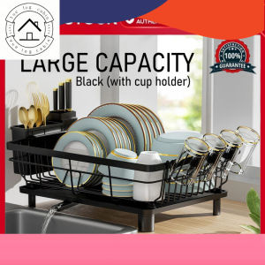"Local Stock" Metal Dish Rack with Drainer Cup Holder Set Large Capacity Kitchen Sink Organizerg