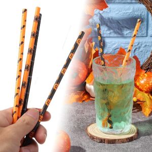 FIRST SONG หลากสไตล์ น่ารัก สำหรับบ้านปาร์ตี้บาร์ แบบใช้แล้วทิ้ง ย่อยสลายได้ หลอดฮาโลวีน ของใช้ในบ้าน บุคคลที่โปรดปราน หลอดกระดาษ