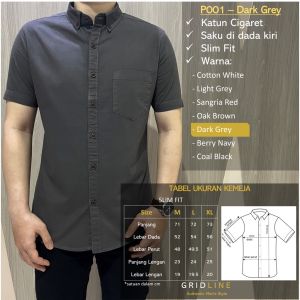 [GRIDLINE - P001 Colorful Cigaret Basic] Kemeja Pria Polos Slimfit Katun Cigaret Premium M-XXL