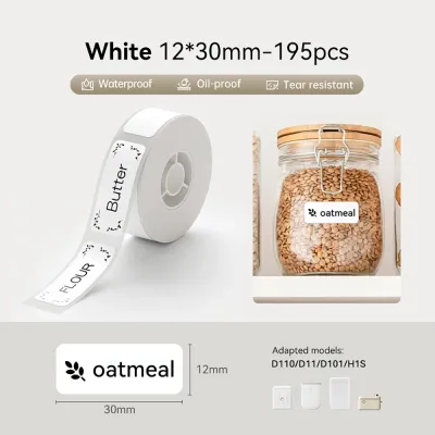 NIIMBOT White Colour Label Sticker for D11 D110 D101 H1S Refill Paper Label Tape Roll Waterproof Sticker for NIIMBOT Label Maker Printer