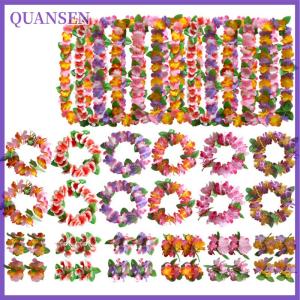 QUANSEN 4ชิ้น เซ็ต hawaiian Flower Leis Garland สร้อยคอ DIY ตกแต่งแฟนซีปาร์ตี้