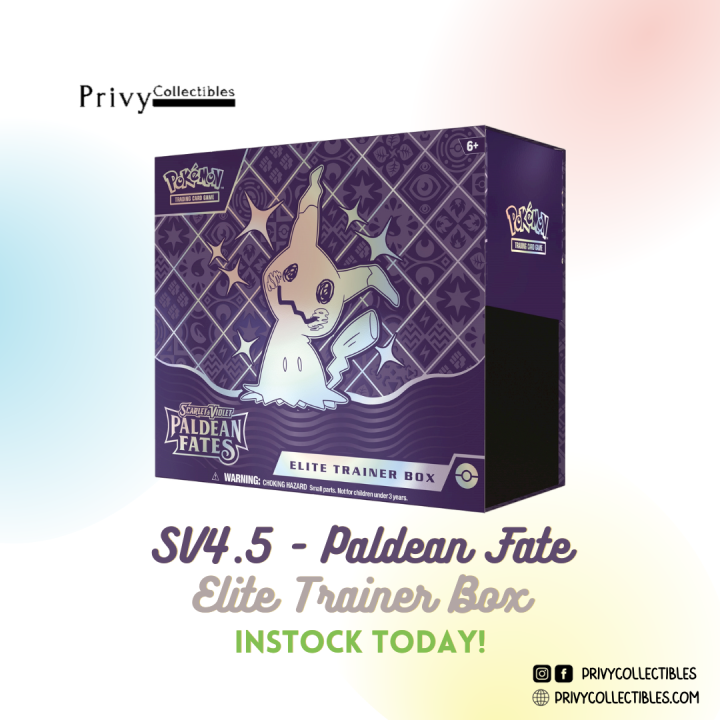 pokemon trading card games sv4.5 paldean fates elite trainer box Pokmon Mini Tin Display card deck of Pokmon cards to play POKEMON - PALDEAN FATES -