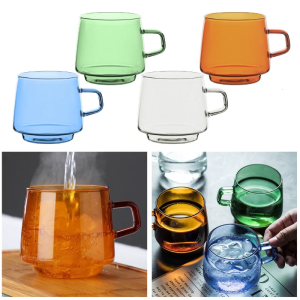 Bền cốc thủy tinh ly cà phê với xử lý cốc sữa hiện đại Chén ăn sáng vật liệu kính thích hợp cho bất cứ dịp nào