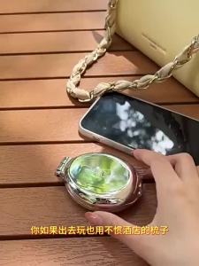 DREZEW Lược nhỏ có lược gấp di động dành cho nữ Túi khí trẻ em đệm khí massage tóc gương mini tích hợp lược