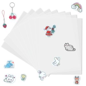 10Sheets Heat Shrink Papers A4 Half Transparent Shrink Film Keychain Making DIY Hanging Charm