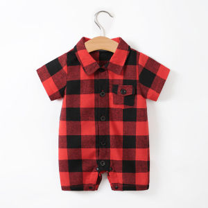 เสื้อผ้าเด็กชุดคลาสสิกโปโลลายสก๊อตคอจั๊มสูทบอดี้สูทรอมเปอร์สำหรับเด็ก