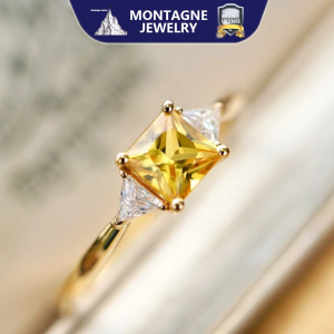 Montagne Jewelry customization 18k Pure Gold Ring Diamond Inset Fine Jewellery Natural 0.85 Carat Fancy yellow Sapphire Ring
