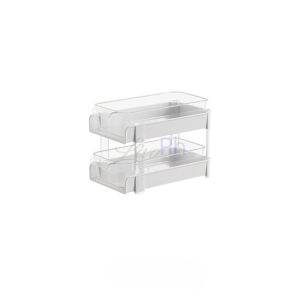 2 Tier Multipurpose Desktop Organizer Transparent Plastic Drawer Storage Space-Saving Design for Office and Home