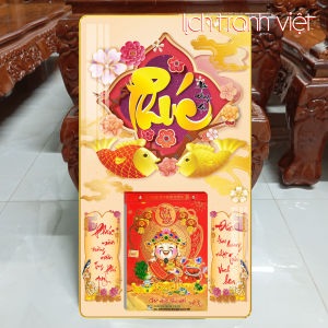 Lịch 2026 - Lịch tráng gương kích thước 34 x 60cm có lốc 14.5x20.5cm - Phúc như đông hải (PC)