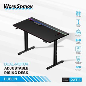 Fantech Work Station BUBLIN DW114 Dual-Motor Adjustable Rising Desk Gaming Table w/ RGB Illumination