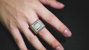 Popular European and American micro-inlaid zircon mens ring   Hip Hop hiphop Square ring   Cross-border supply