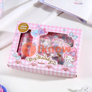 I know 14pcs/set Sanrio mymelody Kuromi Cinnamoroll Cartoon Washi Tape Stickers Set Scrapbooking Diy Journaling Stationery Designer Gift