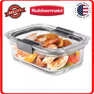 Rubbermaid Brilliance Glass Food Container with Lid | 100% Leak-Proof Airtight | Microwave Oven Freezer Safe | BPA Free 3.2cup