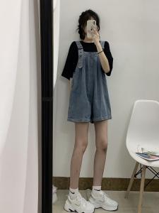 【straps are adjustable】COCOEPPS Denim Overalls Womens New Summer Loose Wide Leg Shorts adjust the leg ratio show tall
