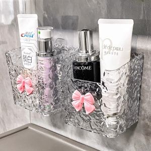 Kệ Để Đồ Nhà Tắm Trong Suốt Vân Kim Cương Hình Nơ Khay để đồ Treo Tường Nhà Tắm Thiết Kế Hiện Đại Cao Cấp Decor Phòng Tắm xinh xắn