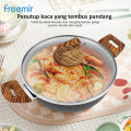 freemir Wajan Panggang Anti Lengket 24cm Casserole Pan Non Stick Serbaguna Tutup Kaca Coating Granit. 