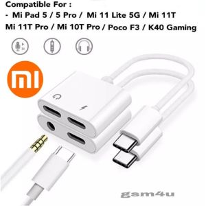 🎁 Original Product + FREE Shipping 🎁 ️Xiaomi Mi Pad 5 11T Pro 10T 9 Poco F3 K30 Audio Gaming Adapter Earphone USB Type C 2 in 1 Converter Music Fast Charging